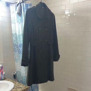 H&M, Double Breasted,Olive green, long pea coat, Size 6